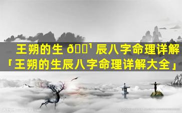 王朔的生 🌹 辰八字命理详解「王朔的生辰八字命理详解大全」